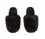 Kapcie damskie - KAPCIE KLAPKI DAMSKIE WYGODNE MIĘKKIE PLUSZOWE ROZMIAR UNIWERSALNY CZARNE - miniaturka - grafika 1