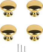 Zawiasy, okucia i inne akcesoria - Zestaw 4 złotych, polerowanych chromowanych okuć meblowych, okrągłych, grzybkowych uchwytów do drzwi, 30 mm do komody, garderoby, szuflady, sypialni i - miniaturka - grafika 1