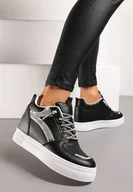 Moda i Uroda OUTLET - Czarne Sneakersy na Ukrytym Koturnie Ozdobione Cyrkoniami Maatisa - miniaturka - grafika 1