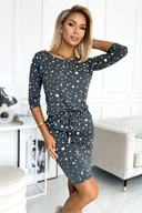 Sukienki - 13-153 Sukienka sportowa z kieszonkami - ciemny szary + kółka - miniaturka - grafika 1