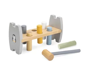 VIGA PolarB Zestaw Drewniana Piramidka + Przebijanka z Młoteczkiem Pingwinek Montessori - Klocki - miniaturka - grafika 4