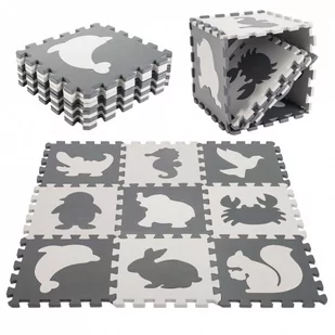 Puzzle piankowe mata dla dzieci 9 el. czarny-ecru 85cm x 85cm x 1cm - Maty piankowe - miniaturka - grafika 1