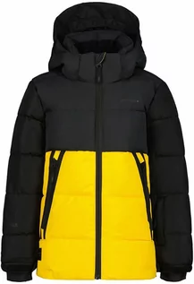 Kurtki i płaszcze dla dziewczynek - Icepeak Kurtka softshellowa "Louin" w kolorze czarno-żółtym - grafika 1