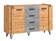 Inne meble do salonu - Komoda Lofter 5 Dąb Wotan / Beton Millenium - miniaturka - grafika 1
