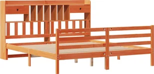 vidaXL Łóżko z litego drewna z półką bez materaca Wosk brązowy 180x200 cm - Łóżka vidaXL Łóżko z litego drewna z półką bez materaca Wosk brązowy 180x200 cm - Łóżka - miniaturka - grafika 1