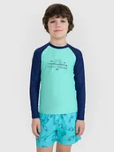 Koszulki dla chłopców - 4F Longsleeve do pływania z nadrukiem chłopięcy - turkusowy 122/128 (6-8 lat) - miniaturka - grafika 1