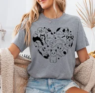 Koszulki i topy damskie - Ciemnoszara koszulka dla psiary - serce z psami4 - miniaturka - grafika 1