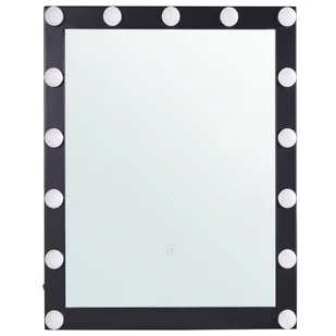Metalowe Lustro Ścienne Led 50 X 60 Cm Czarne Odenas - Lustra - miniaturka - grafika 1