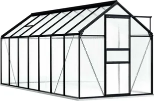 Szklarnia z fundamentem aluminium antracyt 8,17 m² - Szklarnie ogrodowe - miniaturka - grafika 1