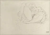 Plakaty - Galeria Plakatu, Plakat, Reclining Nude with Drapery, Gustav Klimt, 50x40 cm - miniaturka - grafika 1