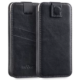 moVear Ekskluzywna Czarna wsuwka na iPhone Xs / X Etui Skórzane MOVEAR A0IPXPCPPBKVBK - Etui i futerały do telefonów - miniaturka - grafika 1