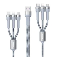 Kable USB - Remax Jany Series wielofunkcyjny kabel 6w1 USB - micro USB + USB Typ C + Lightning / micro USB + USB Typ C + Lightning 2m srebrny (RC-124) - miniaturka - grafika 1