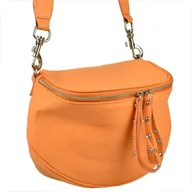 Torebki damskie - Lekka skórzana pomarańczowa torebka listonoszka z szerokim paskiem. - miniaturka - grafika 1