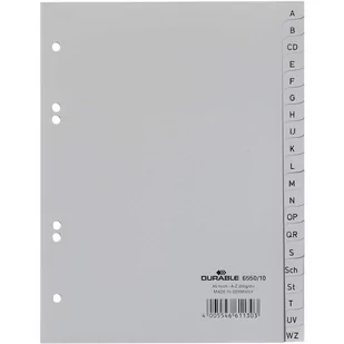 DURABLE Przekładki A-Z do segregatora A5 szare 6550-10 - Przekładki do segregatorów - miniaturka - grafika 1