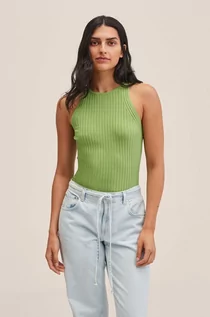 Koszulki i topy damskie - Mango top Lisa damski kolor zielony - grafika 1
