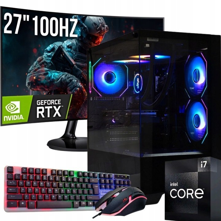 Komputer Adronix PC GAMINGOWY Adronix Quantum i7 32GB DDR5 RTX 5050 8GB 1TB SSD M.2 + MONITOR 27