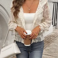 Kurtki damskie - TEMU Kardigan damski, styl casual, jednokolorowy, z guzikami, długie rękawy, wygodny krój - miniaturka - grafika 1