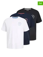 Koszulki męskie - Jack & Jones Koszulki (3 szt.) w kolorze czarnym, białym i granatowym - miniaturka - grafika 1