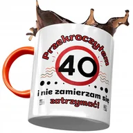 Kubki - Kubek Pomarańczowy na Urodziny 40 40ste 40-ste z Nadrukiem ze Zdjęciem + Opakowanie na prezent (wzór 03) - miniaturka - grafika 1