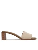Klapki i japonki damskie - Calvin Klein Klapki Block Heel Sandal Aop HW0HW03016 Beżowy - miniaturka - grafika 1