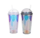 Kubki dla dzieci - Kubek Ze Słomką I Pokrywką 380Ml Przeźroczysty Perfectlife - miniaturka - grafika 1