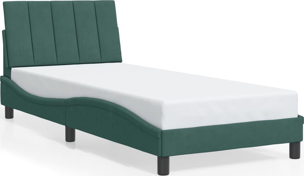 Rama łóżka bez materaca, ciemnozielone, 90x200 cm, aksamitne