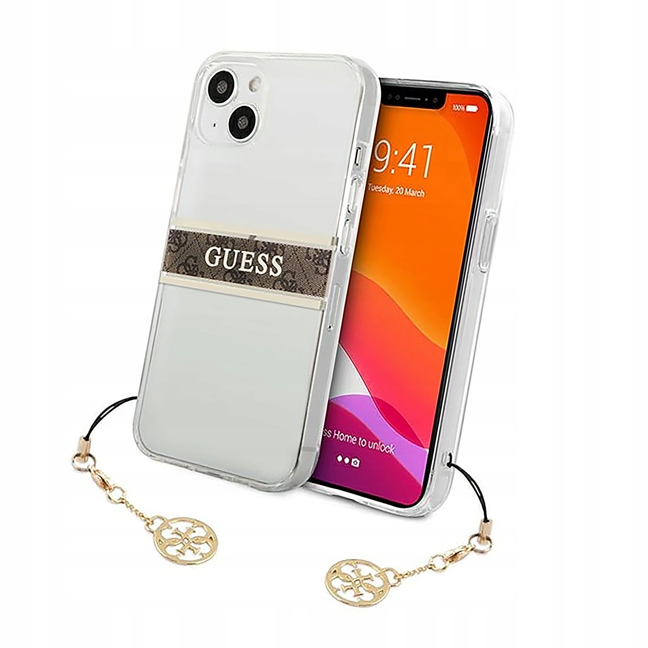 Etui Guess 4G Charms Collection na iPhone 13 mini przezroczyste