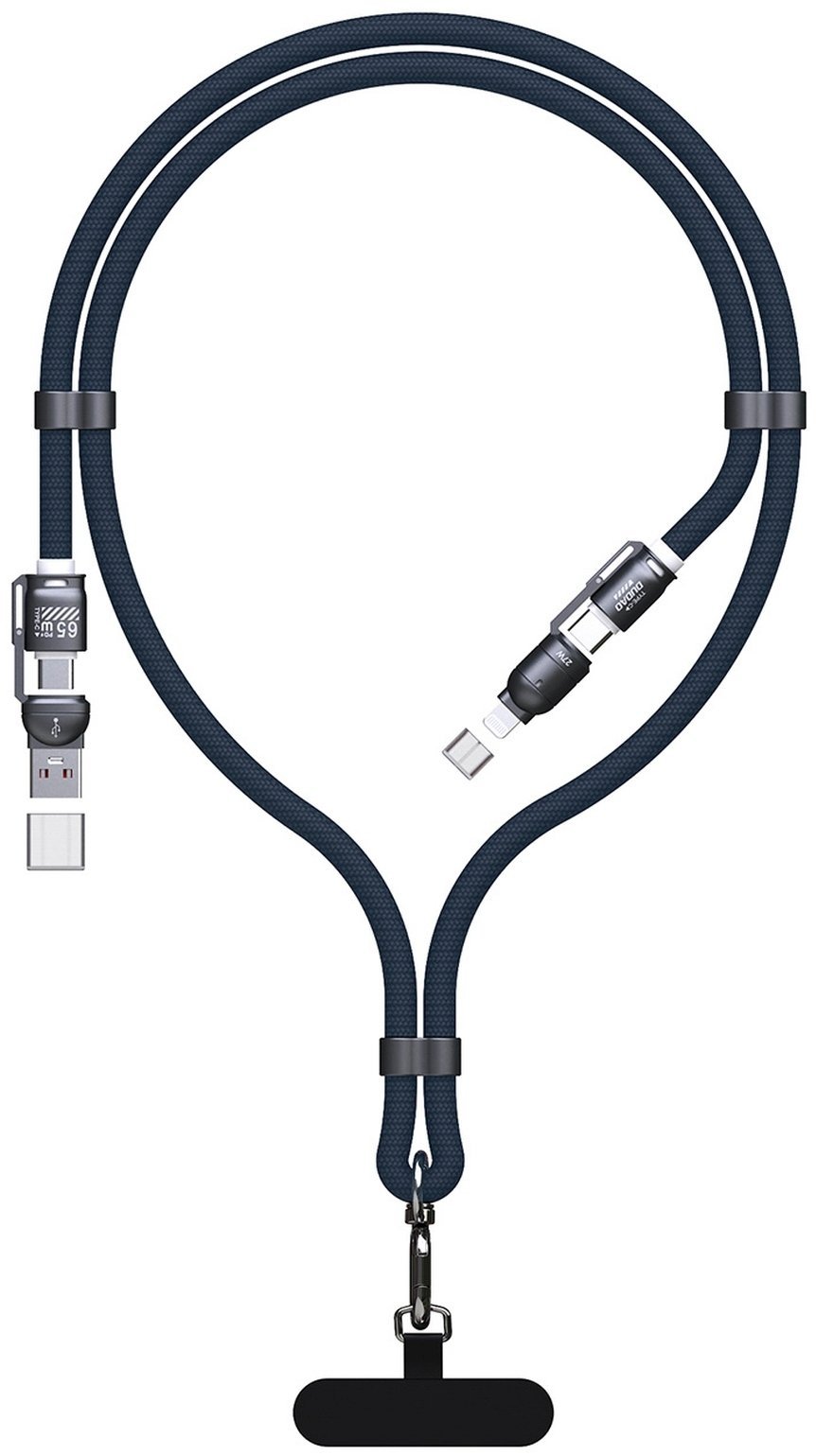 Apple Kabel USB Dudao Kabel przewód ze smyczą 4w1 USB-C z adapterami iPhone Lightning USB-A - niebieski Kabel przewód ze smyczą 4w1 USB-C z adapterami iPhone Lightning USB-A - niebieski