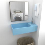 Umywalki - vidaXL Ścienna umywalka z otworem przelewowym, ceramika, błękitna - miniaturka - grafika 1
