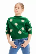 Swetry dla dziewczynek - Desigual sweter z domieszką wełny dziecięcy kolor zielony - miniaturka - grafika 1