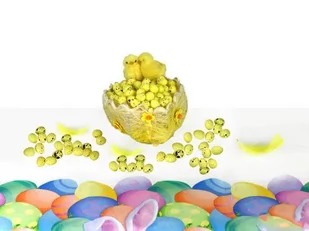 Jajka styropianowe przepiórcze nakrapiane żółte - 2 cm - 100 szt. - Wielkanoc - miniaturka - grafika 1