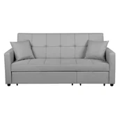Sofy i kanapy - Beliani Sofa rozkładana jasnoszara GLOMMA - miniaturka - grafika 1