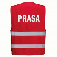 Odzież robocza - Kamizelka odblaskowa PORTWEST F474 Czerwony S/M nadruk PRASA - miniaturka - grafika 1