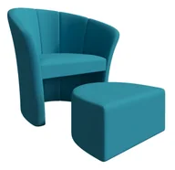 Fotele - Turkusowy fotel wypoczynkowy z podnóżkiem R8-N38 - miniaturka - grafika 1