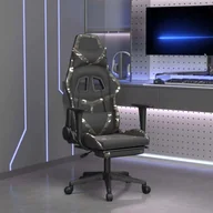 Fotele gamingowe - vidaXL Fotel gamingowy z podnóżkiem do masażu czarny kamuflaż ze sztucznej skóry - Fotel gamingowy - Fotele gamingowe - Fotel biurowy - Krzesło - miniaturka - grafika 1
