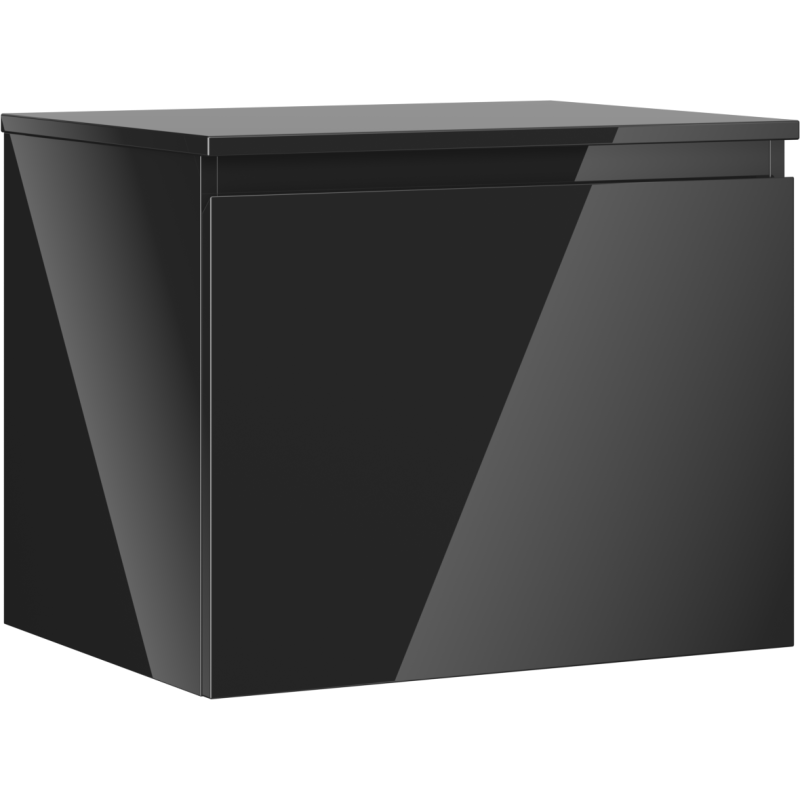 Mexen Orio szafka łazienkowa podumywalkowa 60 cm z blatem, 1 szuflada, czarna połysk - 91A10-06047-1-BFC70