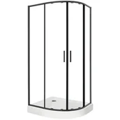 Kabiny prysznicowe - Kabina prysznicowa z brodzikiem Solid RA 80x100 BL LEWA szkło transparentne 6 mm, profile czarne KERRA - miniaturka - grafika 1