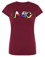 Koszulki i topy damskie - T-Shirt damski kolorowy napis MUSIC r. S - miniaturka - grafika 1