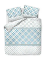 Darymex Pościel bawełniana 160x200 biała turkusowa kratka romby 71466/1 Cottonlove 3 - Pościel - miniaturka - grafika 1