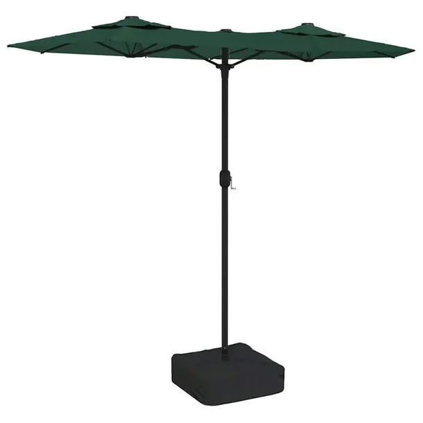 Podwójny parasol LED, 316x145x240 cm, zielono-ciemnoszary