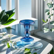 Świeczniki - Świecznik dekoracyjny szkalny niebieski 8,5x11 cm kolumna Articasa - miniaturka - grafika 1