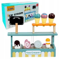 Zabawy w naśladowanie dorosłych - Drewniana Lodziarnia Dla Dzieci Sklep Z Lodami Zestaw Lody Na Patyku Gałki - miniaturka - grafika 1