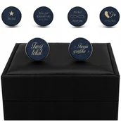 Spinki do mankietów i krawatów - Zestaw Spinki do mankietów TWÓJ TEKST Grawer - miniaturka - grafika 1