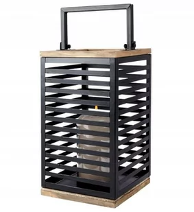 Latarnia lampion metalowy na świece LOFT czarny - Świeczniki - miniaturka - grafika 1