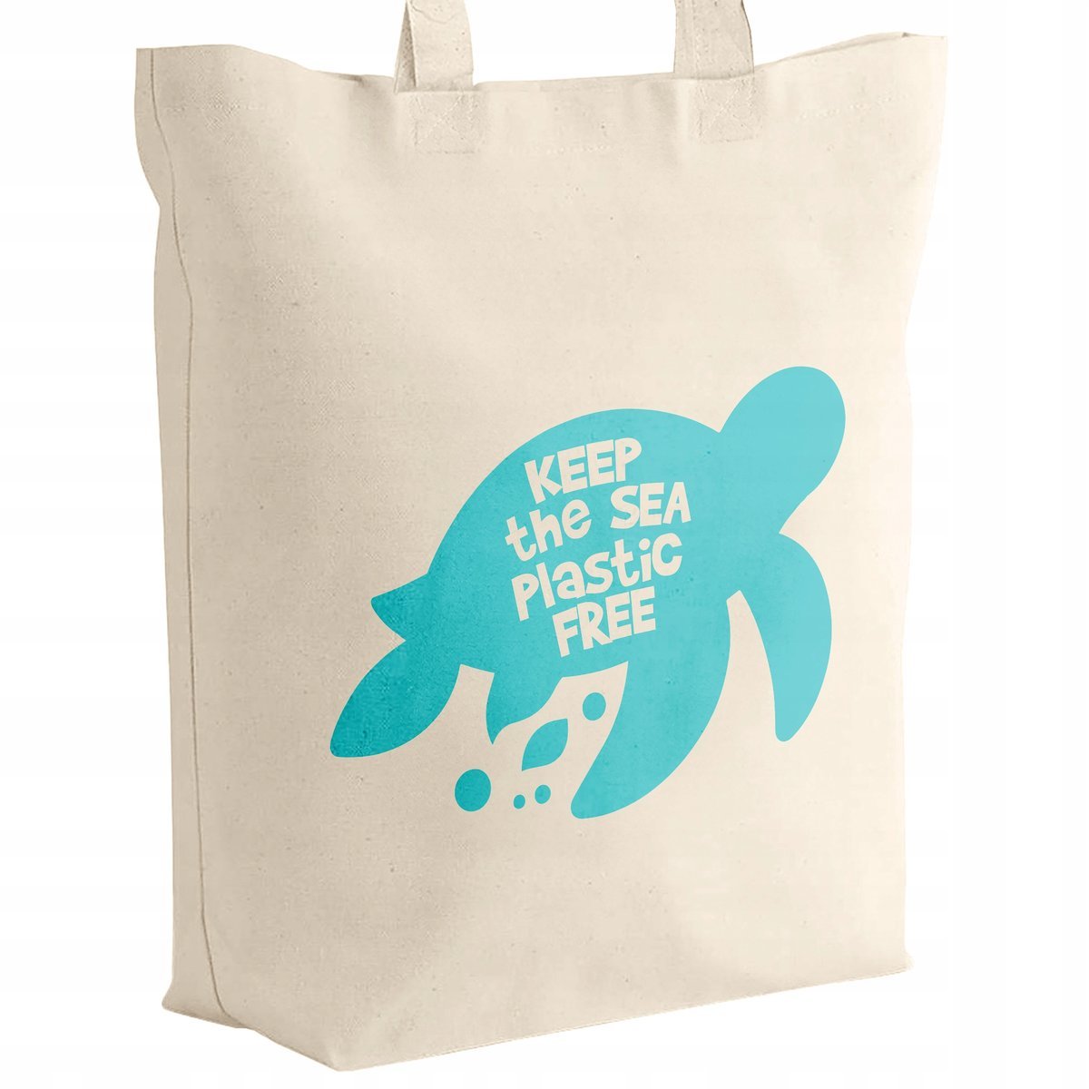 Torba bawełniana z dnem materiałowa na zakupy Ekologia Ziemia Żółw Morze