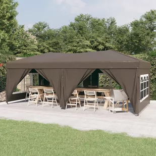 Składany namiot imprezowy ze ściankami, kolor taupe, 3x6 m - Pawilony ogrodowe - miniaturka - grafika 2