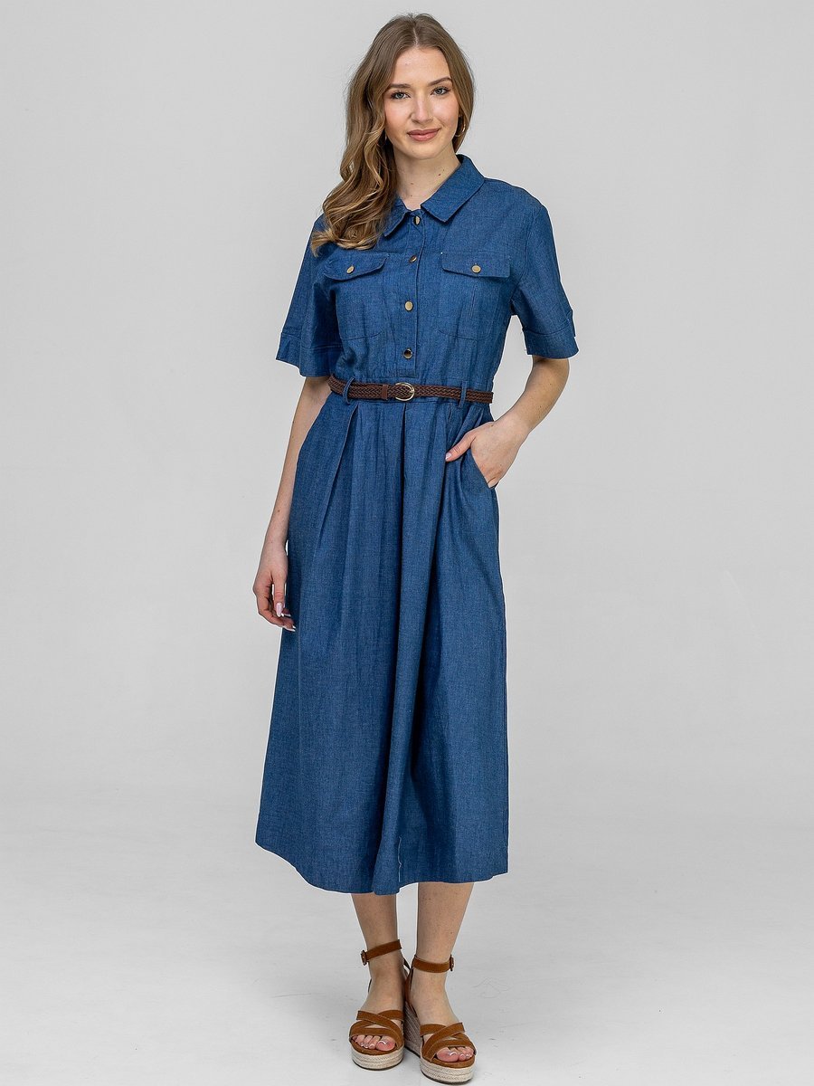 JEANSOWA SUKIENKA DAMSKA SZMIZJERKA Z KRÓTKIM RĘKAWEM