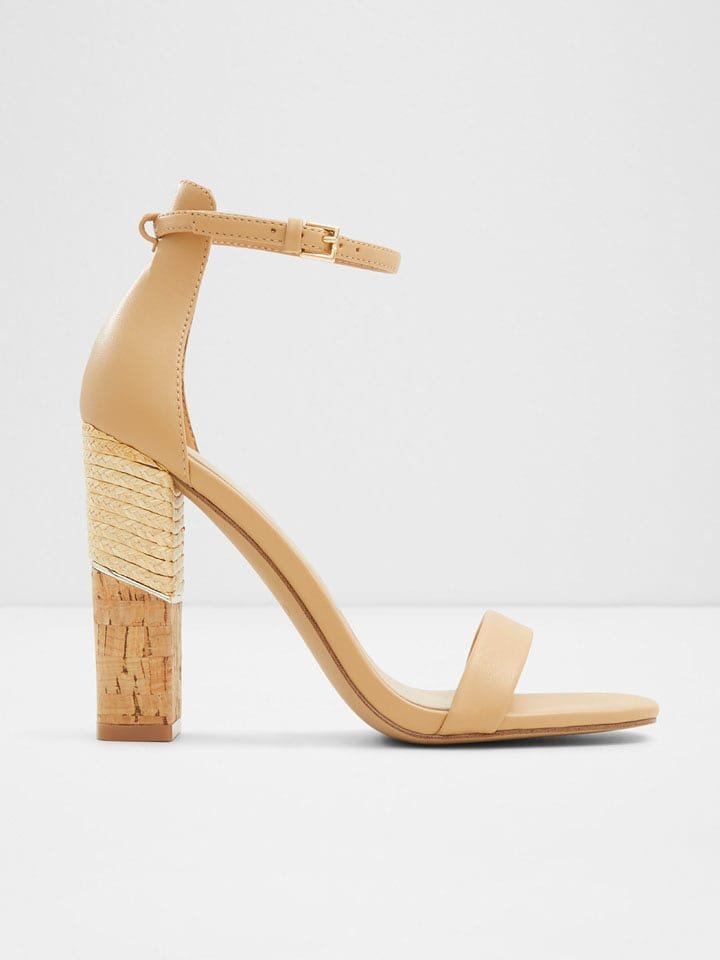 Aldo Sandały w kolorze jasnobrązowym na obcasie