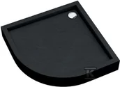 Brodziki prysznicowe - Brodzik akrylowy "Medium" zintegrowany z podbudową Stabilsound Plus oraz przeciągniętym panelem Black Stone 80x80x16 cm R55 półokrągły - miniaturka - grafika 1
