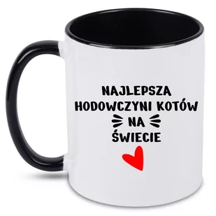 Kubek czarny prezent dla hodowczyni kotów, koty, kot + imię, 2 - Kubki - miniaturka - grafika 1